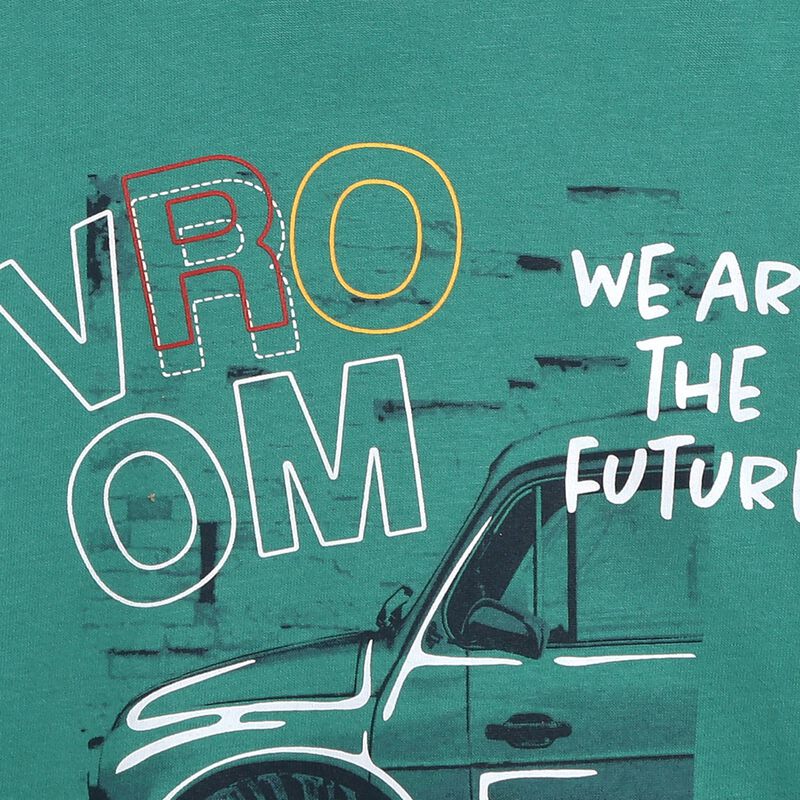 Boys Green Typograhy Printed Long Sleeve T-Shirt image number 2